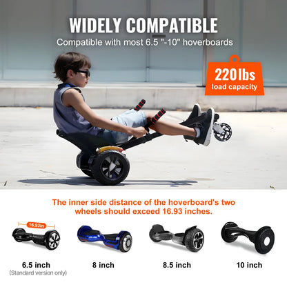 SucceBuy Hoverboard Seat Attachment for 6.5" 8" 8.5" 10" Hoverboards 220 LBS Load Capacity Hover Board Accessory for Kids
