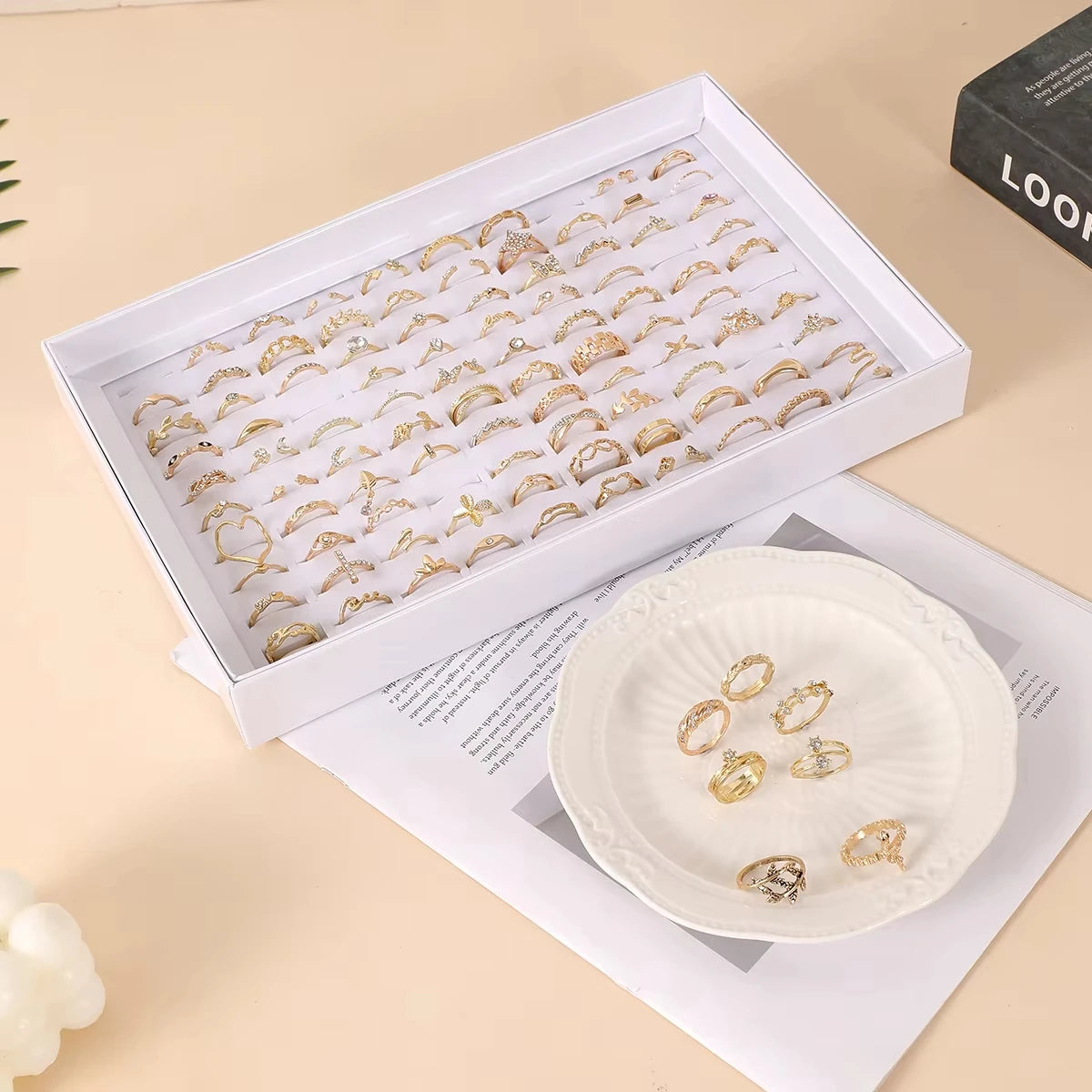 1/5/15/30/50/100 Piece Set Minimalist Hollow Out Design Geometric Ring