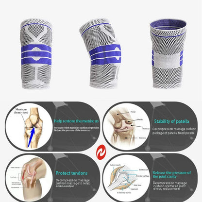 Silicone Padded Knee Pads Supports Brace Basketball Fitness Meniscus Patella Protection Kneepads Sports Safety Knee Sleeves
