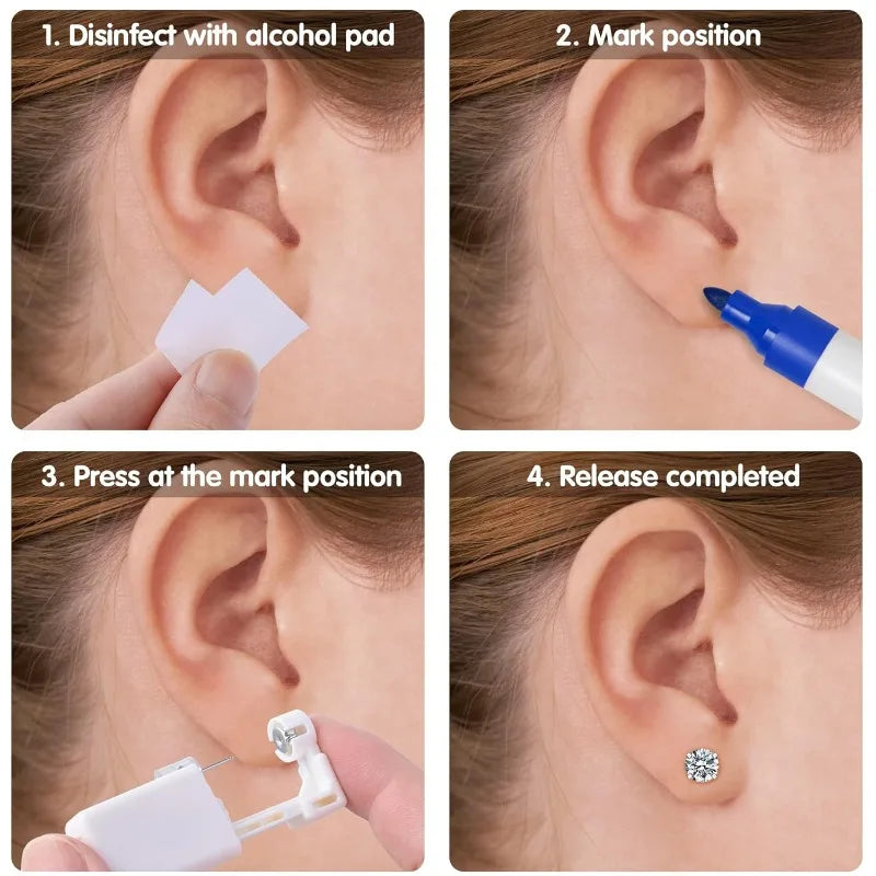 No Inflammation Safe Ear Piercing Gun Kit Disposable Disinfect Earring Piercer Machine Studs Nose Body Jewelry Piercing Tool