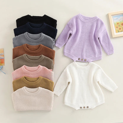 0-2Y Knitting Newborn Baby Girl Boy Spring Autumn Clothes Cute Long Sleeve Sweater Romper Jumpsuit Casual New born Outfits
