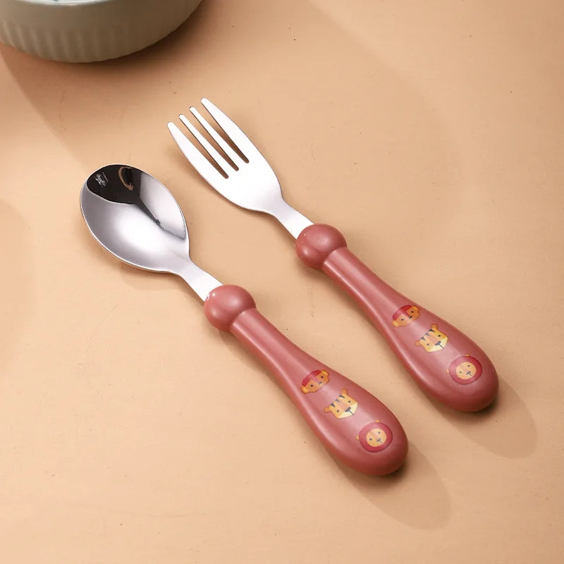 Set Of 2 Stainless Steel Children's Cutlery Spoon/fork Box Suitable For Baby Cutlery, Ideal As A Gift For Mothers And Babies