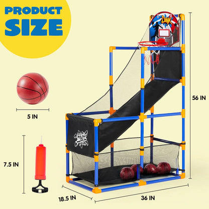 JOYFY Kids Arcade Basketball Game Set with 4 Balls and Hoop for 3-12 Years Old Indoor Outdoor Sport Play Holiday Birthday Gift