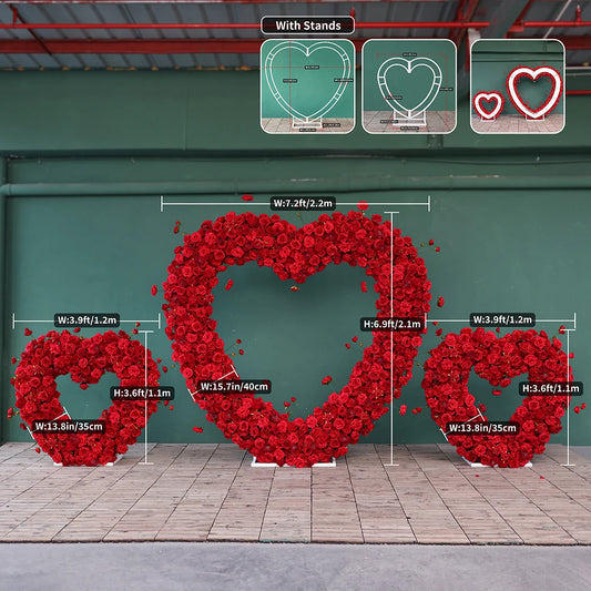 Heart Shaped Artificial Flowers Wreath Proposal Wedding Decoration High-end Silk Red Rose Heart Sztuczne Kwiaty Decor FL2580