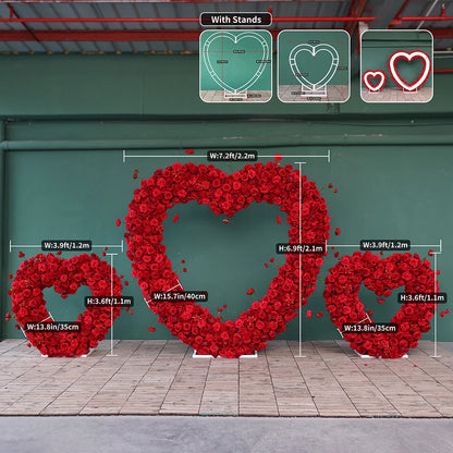 Heart Shaped Artificial Flowers Wreath Proposal Wedding Decoration High-end Silk Red Rose Heart Sztuczne Kwiaty Decor FL2580