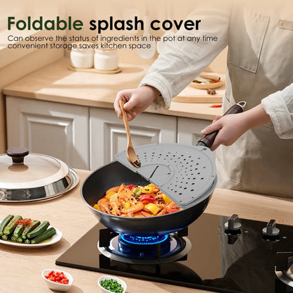 Multiuse Silicone Splash Guard Foldable Oil Splatter Screen for Frying Pan Heat Resistant Pot Lid Kitchen Cooking Tools