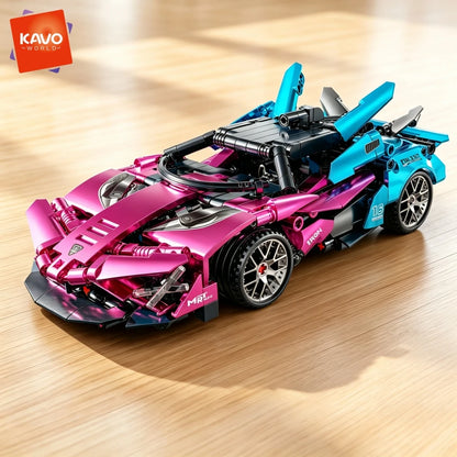 KAVOWORLD New Simulation City Sports Car Building Kit 467pcs High-Speed Racing Car Blocks Set Plated Exotic Small Supercar Vehicle Model Scissor Doors Collectible Display Super Bricks Puzzle Toy DIY Assembly Desktop Decor Hal