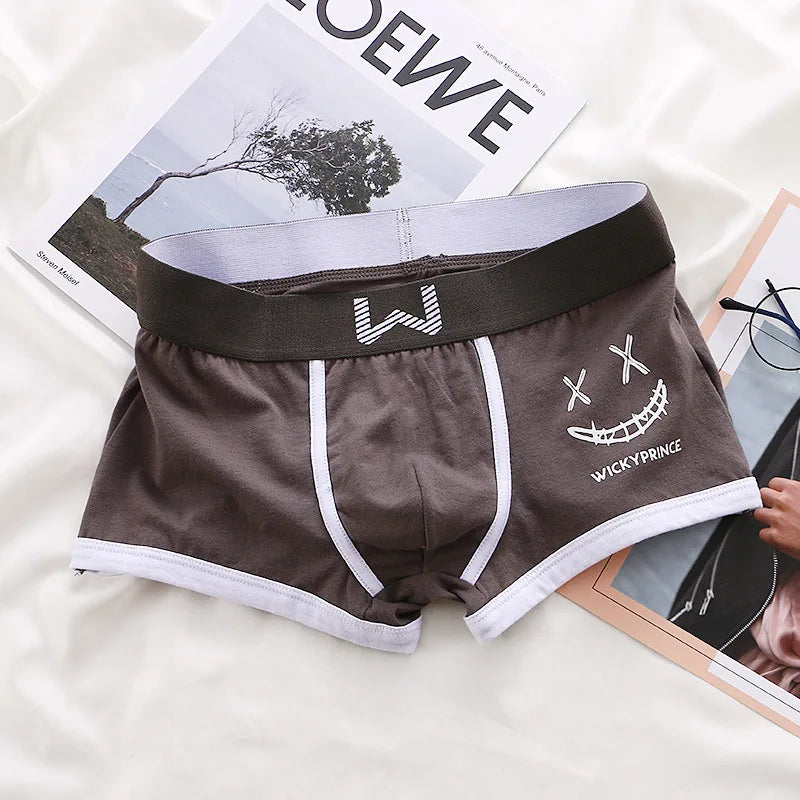 1/3/4 Pcs Mens Underwear Cotton Men Boxer Panties U-convex Man Breathable Underpants Sexy Comfort Male Boy Smiling Face Boxers