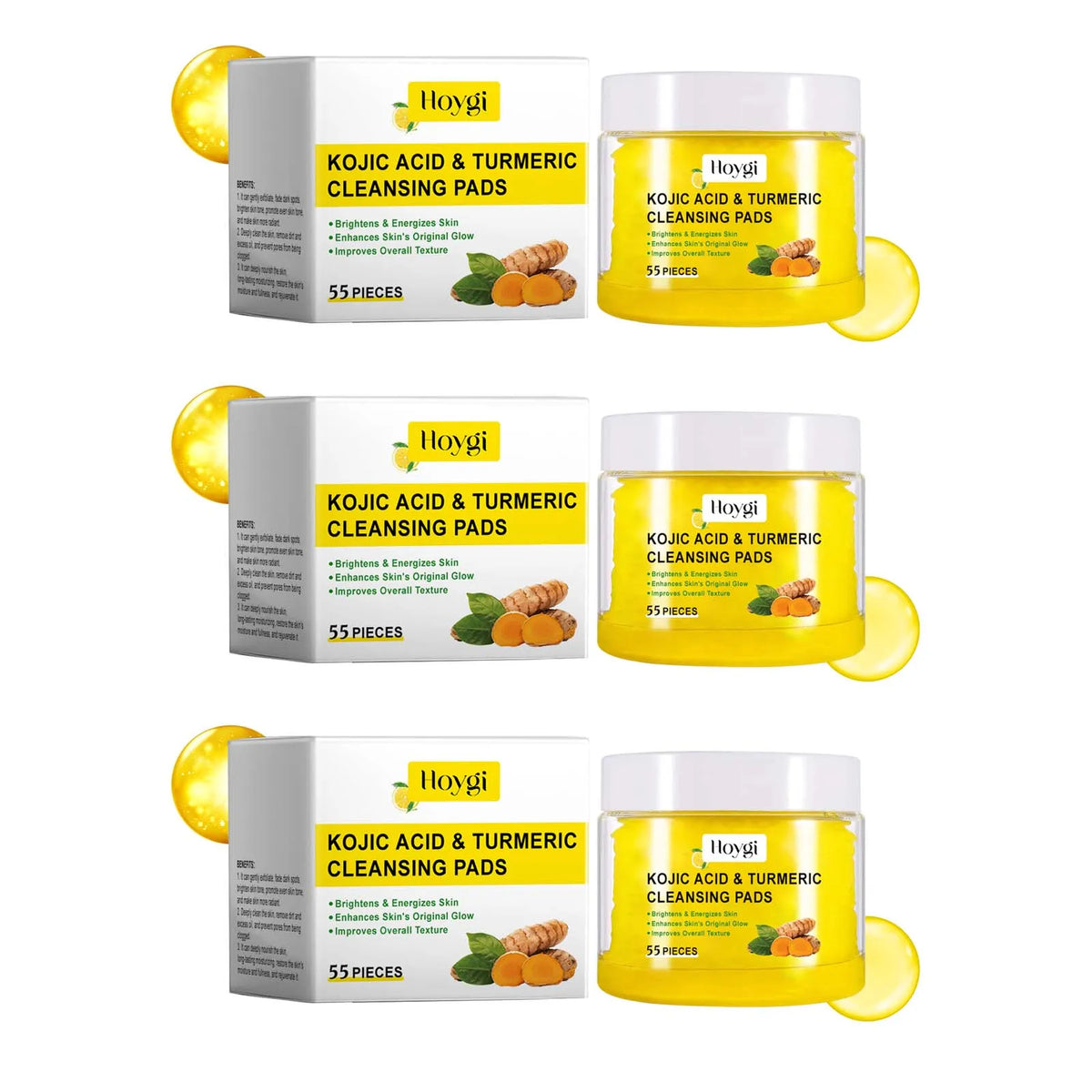 Turmeric Kojic Acid Cleansing Pads Exfoliating Pads Removing Dead Skin Shrink Pores Smooth Brightening Skin Face Cleansing