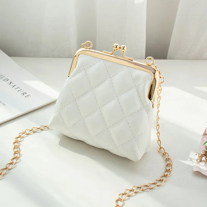 Fashion Single Shoulder Bag Diamond Lattice Embroidery Messenger Bag For Women Female Keys Coin Purse PU Mini Handbag