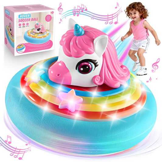 Unicorn Hover Ball, Air Power Soccer Disc, Colorful Lights, Music Toy, Outdoor and Indoor Play, Gift for Boys and Girls