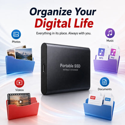 1TB 2TB Shockproof Portable External Hard Drive USB3.2 Type-C SSD Plug Play Hard Disk  For Laptop Mac