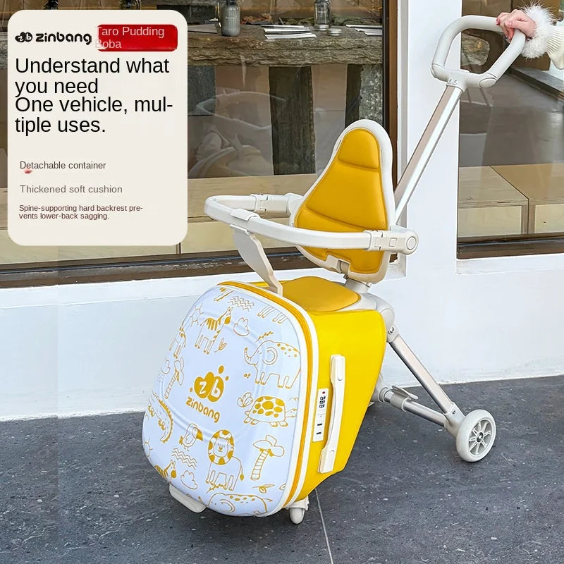 Suitcase for Children can sit and ride 2 in 1 Detachable Trolley Handle 20 inch Kids carrier Suitcase with Seat and Guardrail