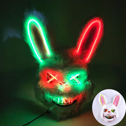 Novelty LED Bloody Furry Bunny Rabbit Bear Mask Realistic Scary Horror Killer Adult Masquerade Cosplay Costume Accessory