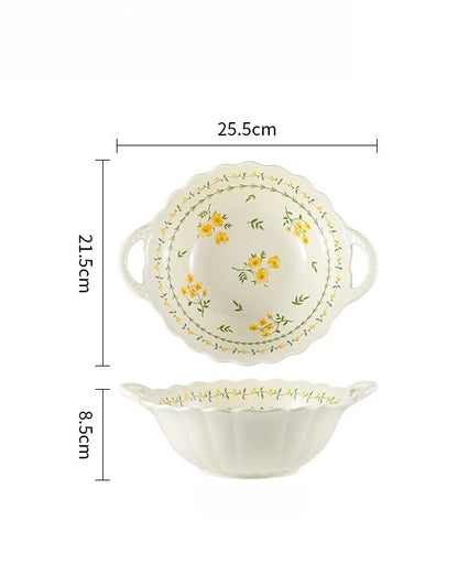 Dishes and Dishes Set Ceramic Bowls and Plates Binaural Bowls Ceramic Tableware Set Dinner Set Pratos De Jantar Teller Prato