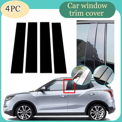 4pcs Silver Carbon Glossy Black Pillar Posts Fit For Fit For SsangYong Tivoli 2015 2016-2023Door Side Decor Window Cover Sitcker