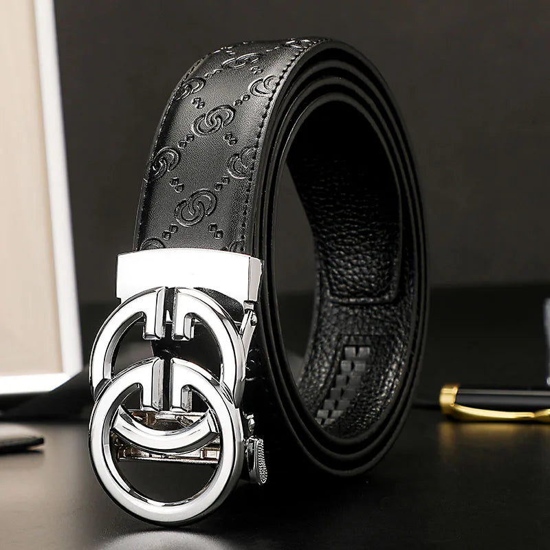 2024 New business Male Famous Style Metal Automatic Buckle Luxury Brand Women Belt Genuine Leather Belts for Men Strap jeans