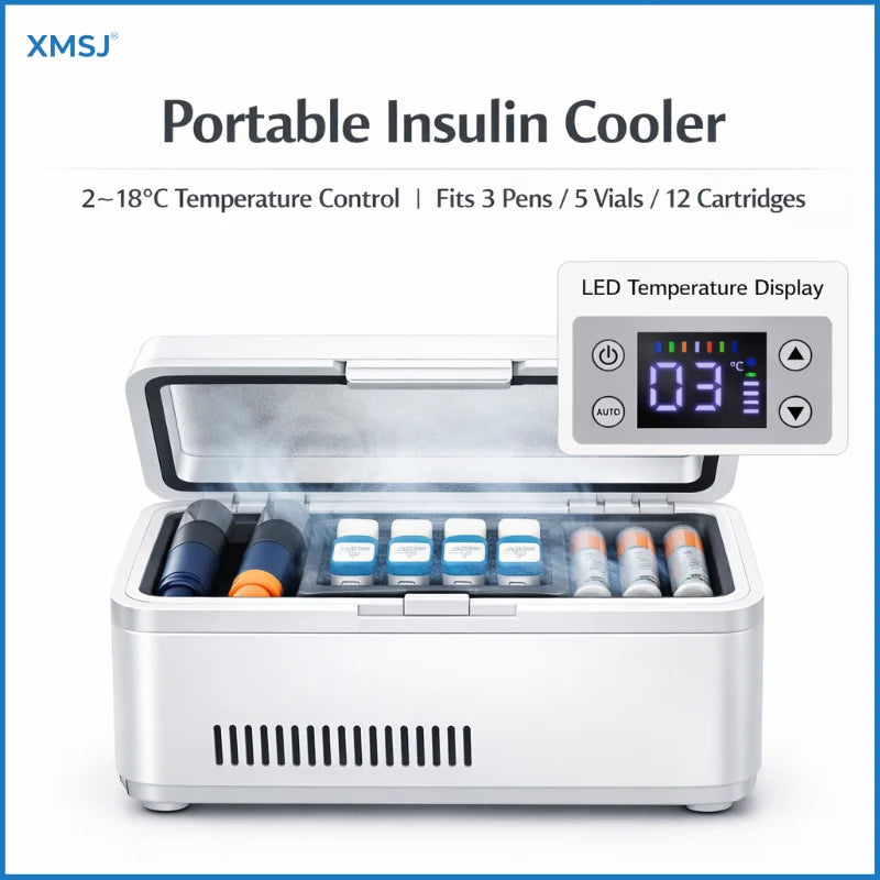 Portable Insulin Cooler Box 0-18°C Mini Fridge USB Rechargeable Travel Case with LCD Display 10200mAh