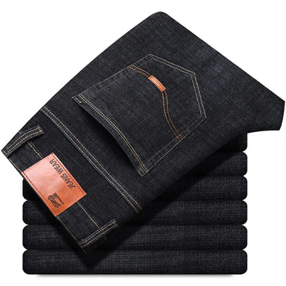 Men's Slim Fit Stretch Jeans | Classic Business Casual Denim | Black & Blue