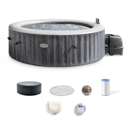28441EH PureSpa Greywood Deluxe Spa Set: Includes Energy Efficient Spa Cover - 170 Bubble Jets - Round Design - 6, Custom