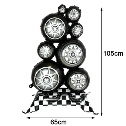 40'' Number Race Car Balloon Racetrack Balloon Truck Bike Wheels Tire Racing Car Theme Party Supplies Boys' Birthday Party Favor