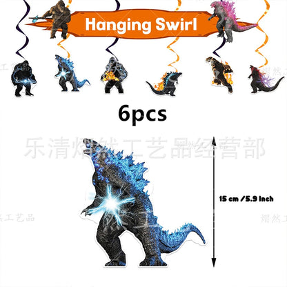 Monster Godzillaed Vs King Konged Happy Birthday Decoration Party Supplies Balloons Banner Backdrop Cake Topper Cup Plate Napkin