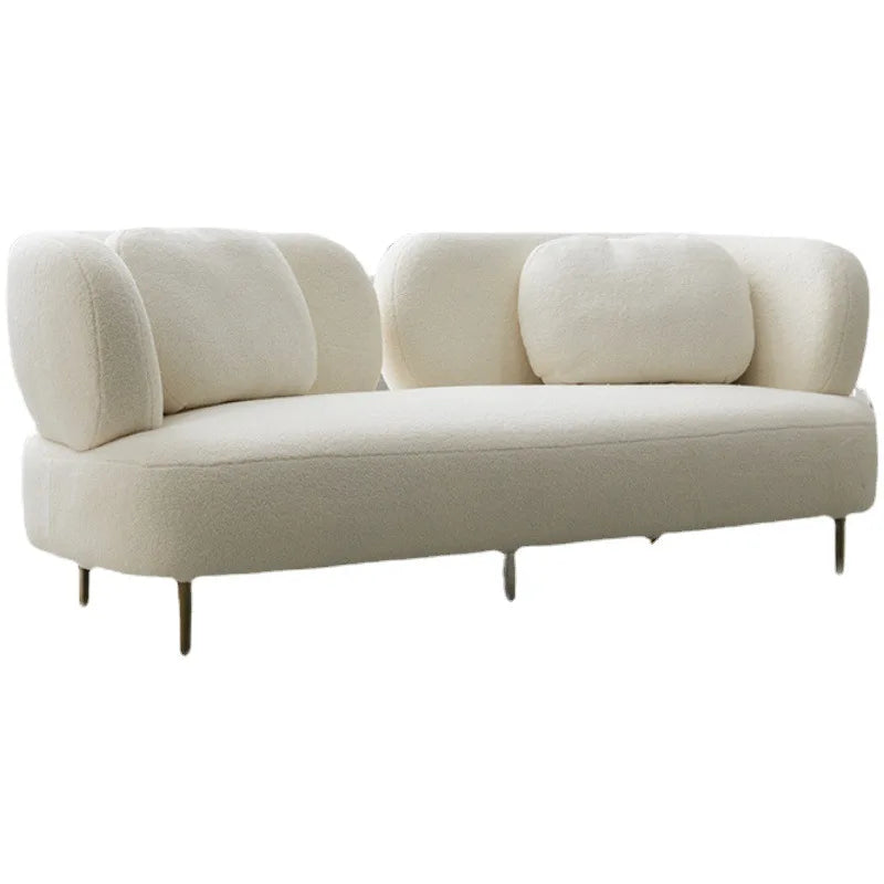 Wabi-sabi wind lamb wool three-person sofa combination light luxury small apartment designer creative beauty reception