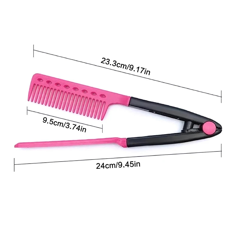 V Type Hair Straightener Brush DIY Hairdress Tool Hairdressing Combs Natural Hair Styling Curling Comb Hair For Male And Female
