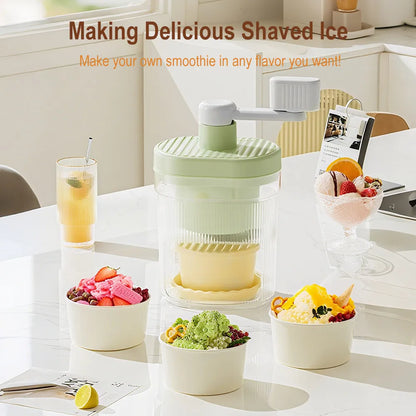 Shaved Ice Machine Small Manual Ice Crusher Home Hand-cranked Machine Making Smoothie Machine Practical Portable Ice Cream Tools