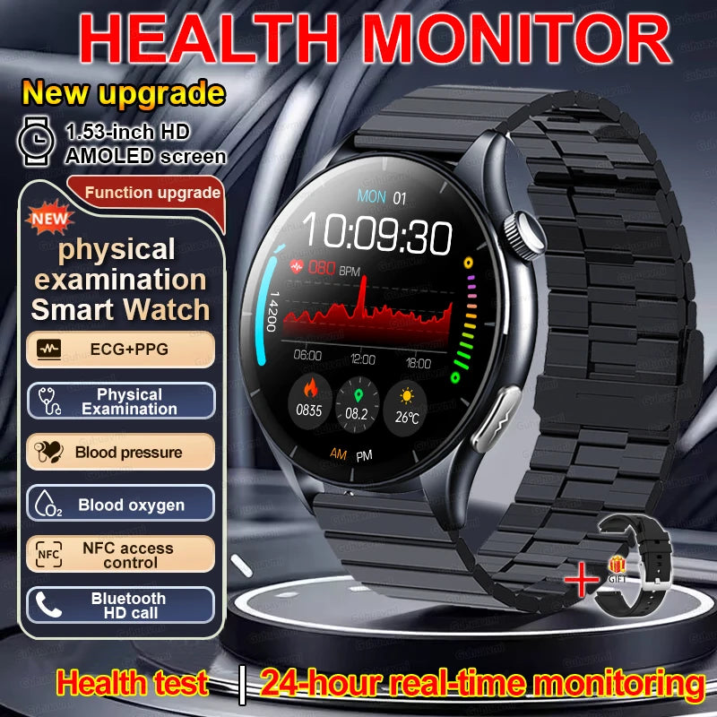 2026 New Smart Watch NFC ECG+PPG Blood oxygen Uric Acid Blood Pressure Sapphire Smartwatch Men For Android iOS Smart watch men