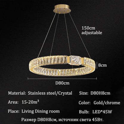 Luxury LED Crystal Ceiling Chandeliers Modern Gold/Chrome Metal Pendant Lights Home Restaurant Hotel Decor Lighting Fixtures
