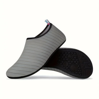 Unisex Hard Sole Striped Water Shoes | Quick-Dry Barefoot Beach & Swim Shoes for Hiking, Wading, Yoga, Fitness, Surfing, Diving
