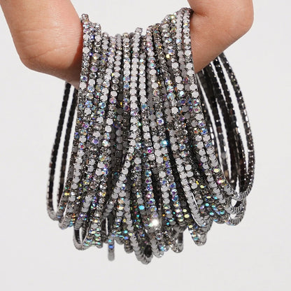5pcs Fashion Colorful Acrylic Crystal Rhinestone Elastic Bracelet For Women Stretch Wristband Wedding Bracelets Daily Jewelry