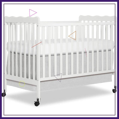 White 3-in-1 Convertible Baby Crib with 4 Height Adjustments, Toddler Bed Conversion & Locking Wheels