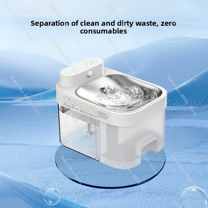 Constant Temperature Cat Water Dispenser, Automatic Pet Drinking Fountain with Flow Unplugged Clean Sewage Separation