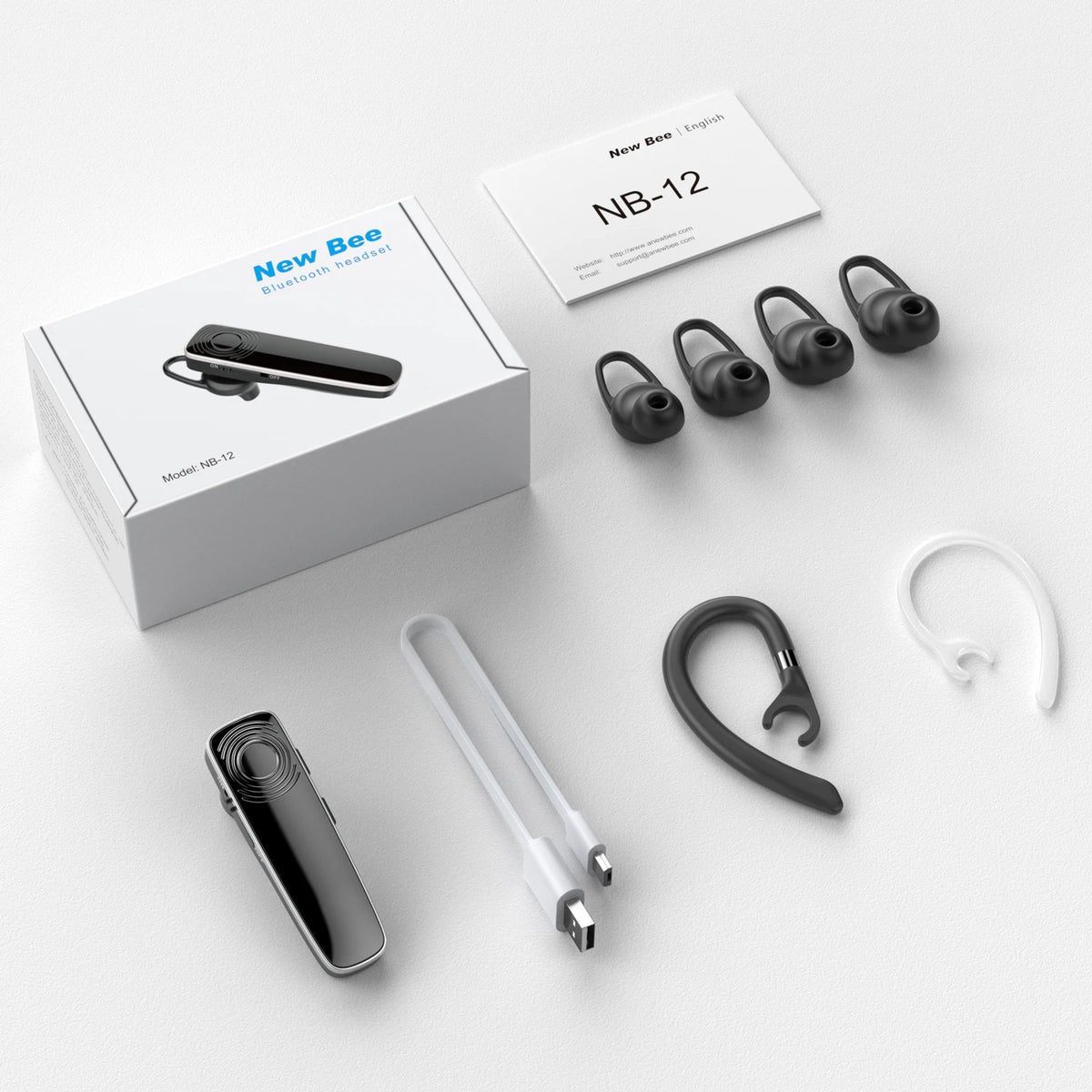 New Bee NB12 Wireless Bluetooth Headset Earbuds Earphones With MEMS Micro Ear Hook Handsfree for Driving Business Headphones