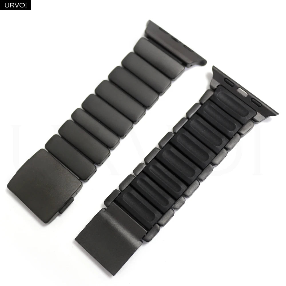 URVOI Stratos Band for Apple Watch Ultra 3 2 Series 11 10 9 8 SE3 Titanium Silicone Strap Magnet Clasp Bracelet DLC Coating 49mm