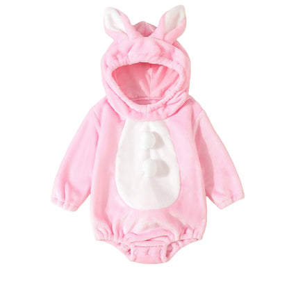 Baby Boys Girls Animal Costume Flannel Animals Hooded Romper Jumpsuits Newborn Halloween Outfit