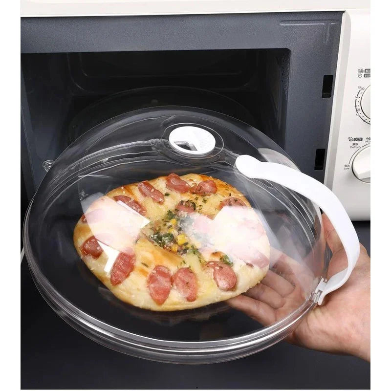 Microwave Splatter Guard: Thickened Transparent Splatter Guard (with Handle) – Food Cover for Plates