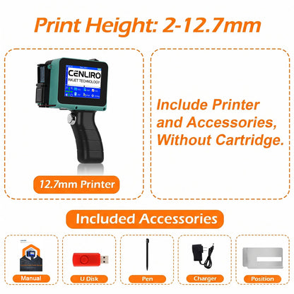 Cenliro CL05P Detachable Handheld Inkjet Printer 12.7mm Mini TIJ Printer for QR Barcode Batch Date Number Expiry Logo