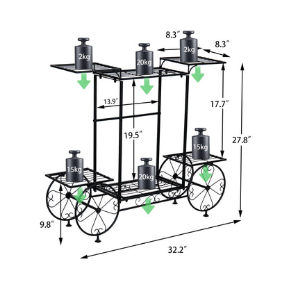 Garden Cart Stand Flower Pot Holder Display Rack Home Plant Stand - Multi-Functional Garden Storage Organizer