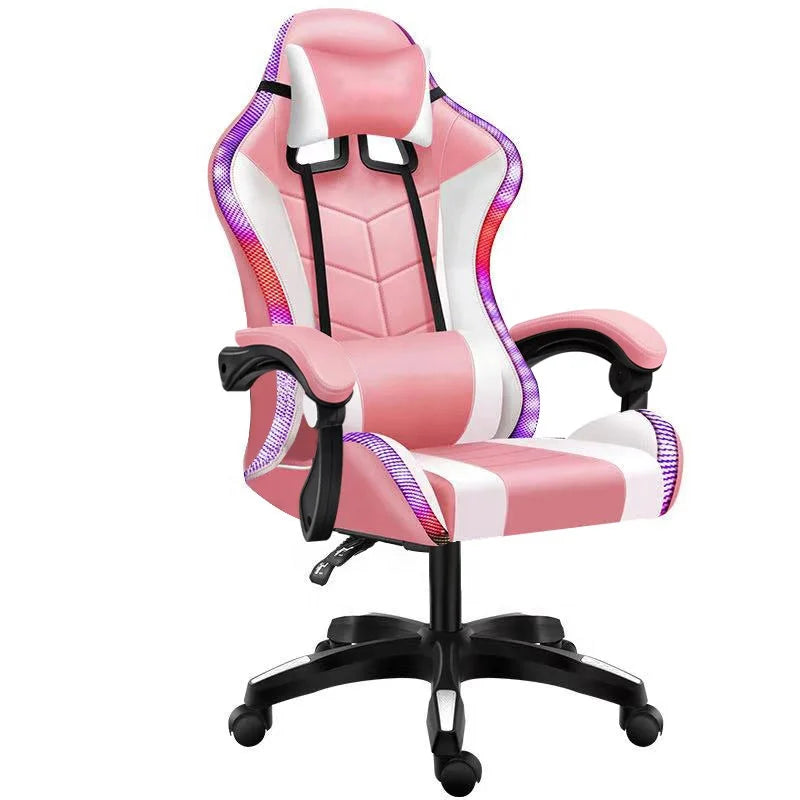 Luxury Executive Pink RGB Gaming Chair Sillas With LED Light Ergonomic Computer PC Gamer Racing Massage Chair for Girls