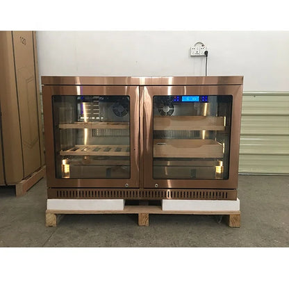 Compressor Small Side By Side Wine Cigar Cooler Refrigerator Humidor Cabinet for Home Office Bar Club Private Collection