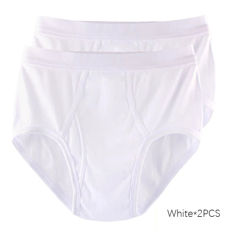 2Pcs/lot Men's Underwear 100%Cotton Briefs Sexy U Pouch Solid Color High Waist Panties Breathable Comfortable Male Underpants