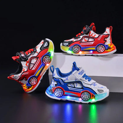 Fashion Girls Shoes Spring New Kids Shoes Soft Sole Boys' LED Light Shoe Simple Child Sports Shoes Anti Slip Girl Casual Shoe