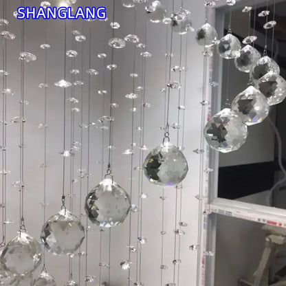 Modern Large K9 Crystal LED Chandeliers for Spiral Living Room Staircase Lamp Showcase Bedroom Kitchen Pendant Light Fixture