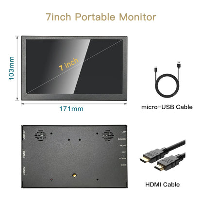 LESOWN 7 inch Small Touchscreen HDMI Portable Monitor Capacitive 1024x600 IPS White Mini Wide Secondary Screen Gaming Monitor