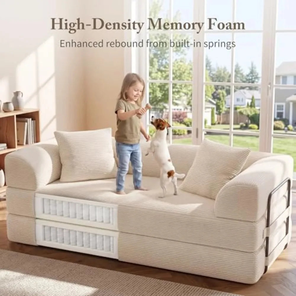 Cloud Boneless Convertible Floor Sofa Bed, 70" 5-in-1 Foldable Compressed Loveseat Lounge Sleeper 2 Seater Couches