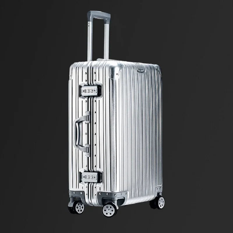 100% Aluminum-Magnesium Alloy Suitcases 20/24/26/29 Inch Lightweight Spinner Luggage TSA Lock Durable Travel Bag