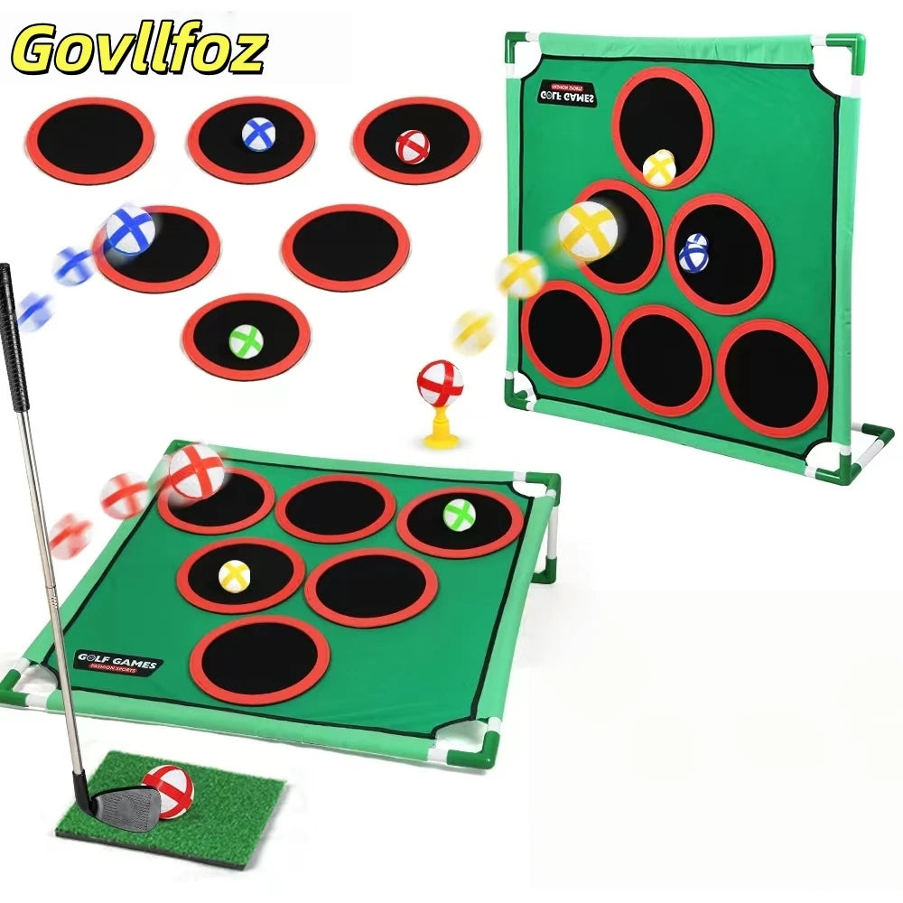 Golf Game Play Set Portable Golf Chipping Game Cornhole Game With Balls Putting Mat Putter Indoor Outdoor Putter Target Golfers